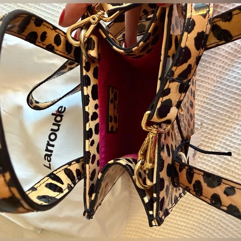 Larroude Mini Phoebe Tote Bag in Cheetah Print NWT - Picture 6 of 9